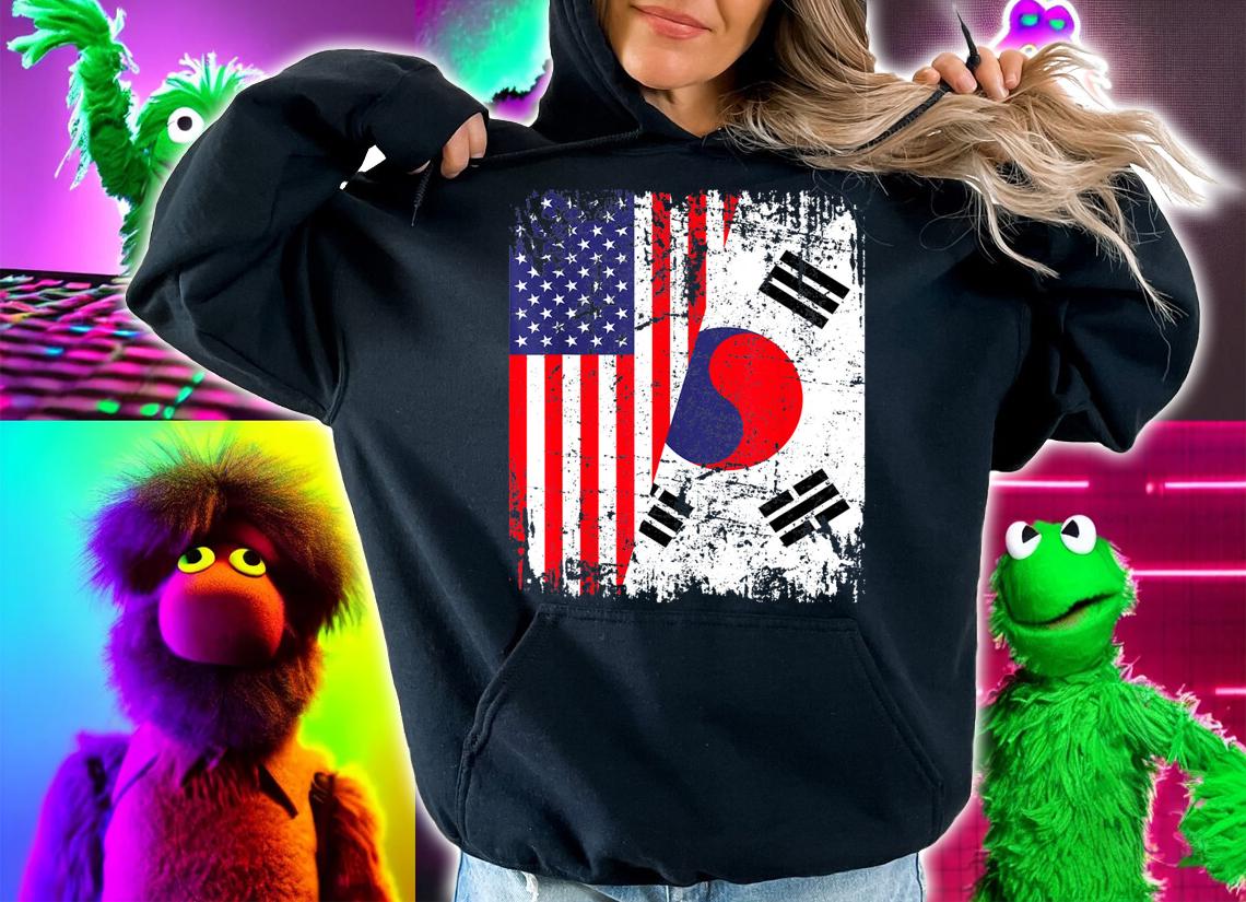 Half South Korean And American Flag t-shirt hoodie
