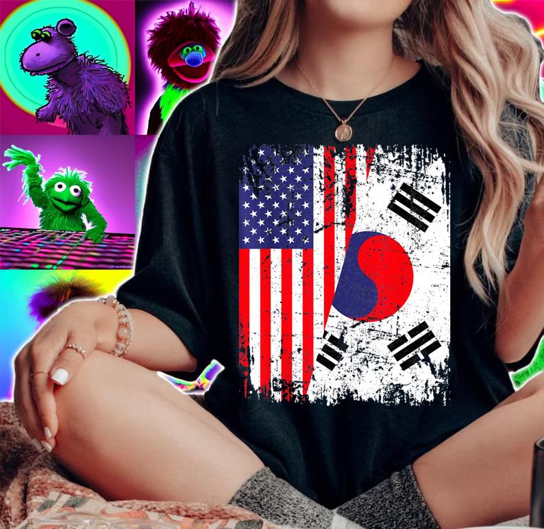 Half South Korean And American Flag t-shirt woman shirt