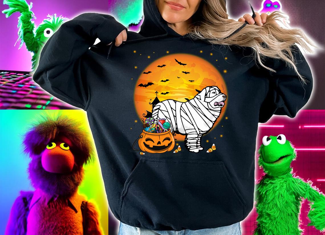 Pyrenees Dog With Candy Pumpkin Halloween t-shirt hoodie