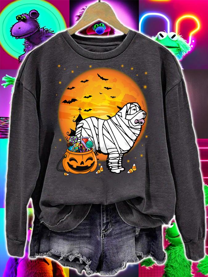 Pyrenees Dog With Candy Pumpkin Halloween t-shirt sweatshirt