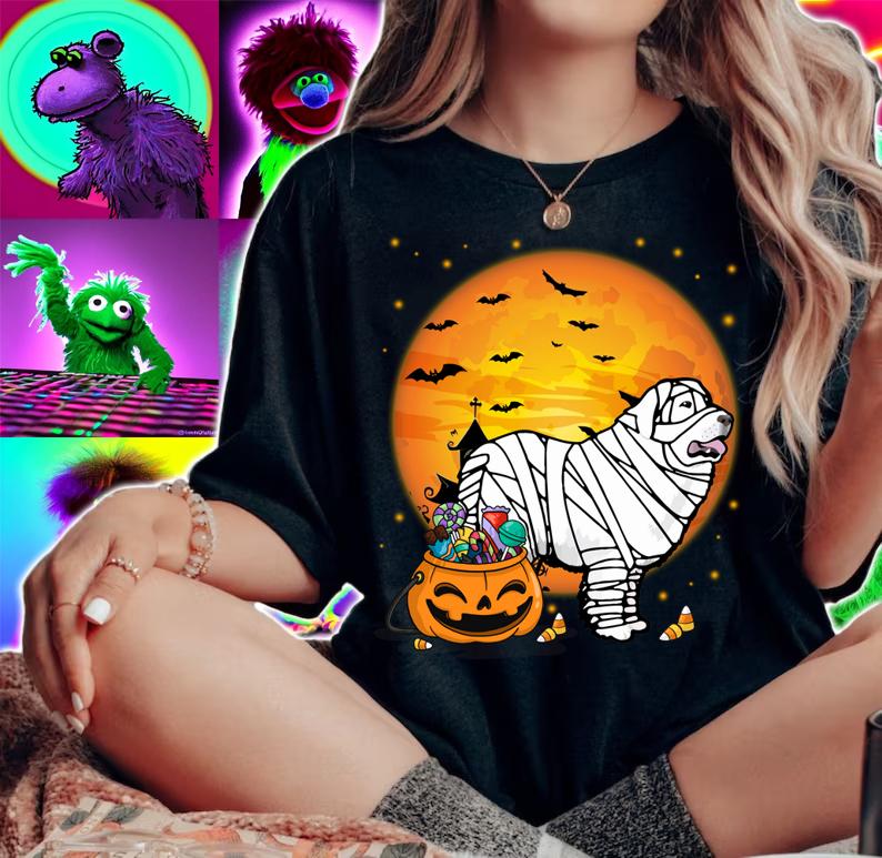 Pyrenees Dog With Candy Pumpkin Halloween t-shirt woman shirt