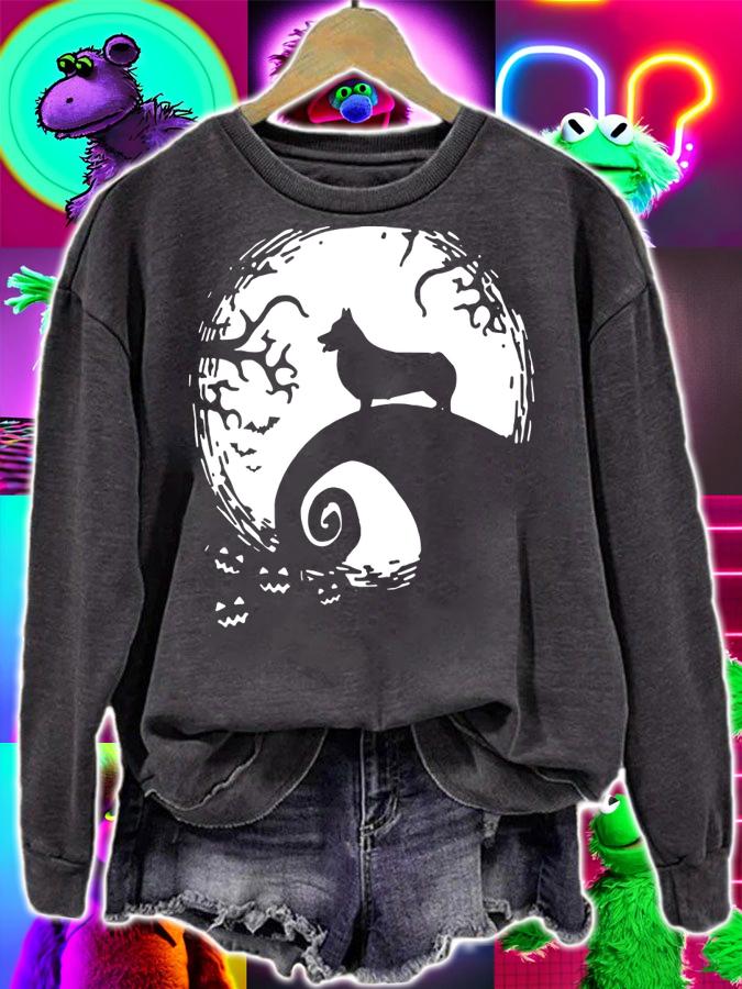 Halloween Shiba Inu dog and moon t-shirt sweatshirt