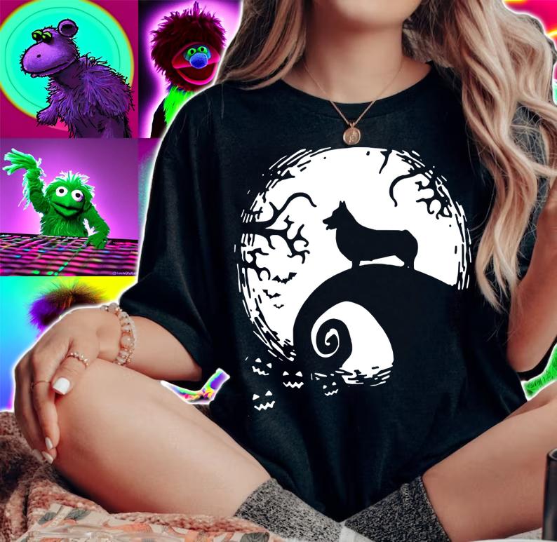 Halloween Shiba Inu dog and moon t-shirt woman shirt