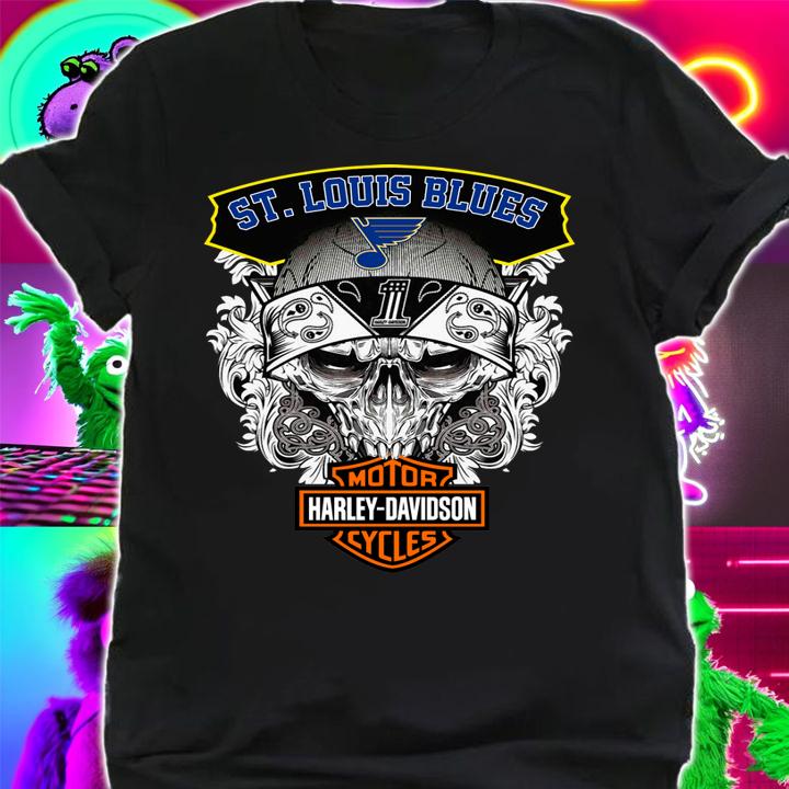 Skull St. Louis Blues Motor Harley Davidson Cycles t-shirt shirt