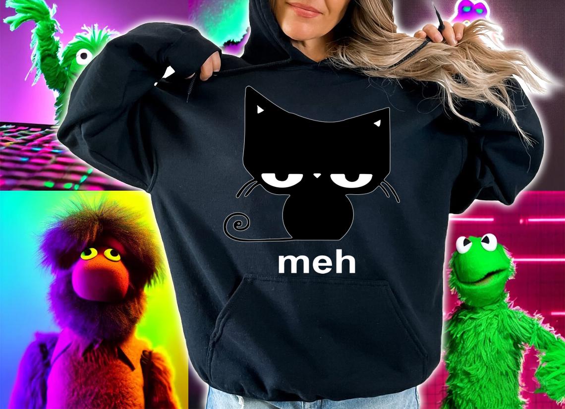 Premium Meh Black Cat t-shirt hoodie