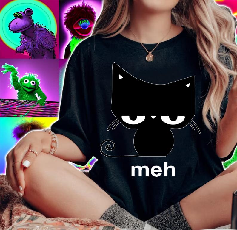 Premium Meh Black Cat t-shirt woman shirt
