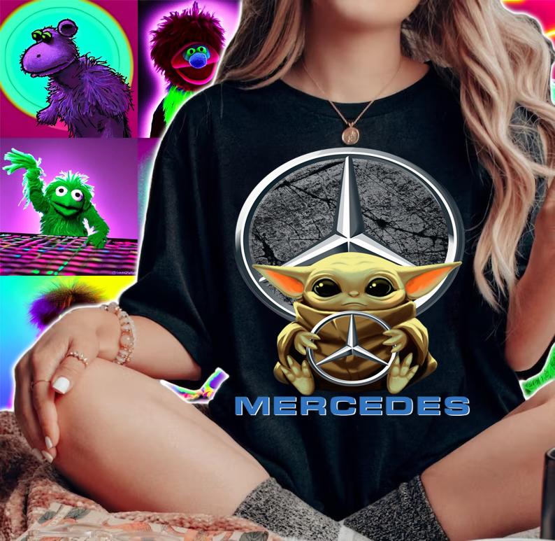 Baby Yoda hug Mercedes-Benz Star Wars t-shirt woman shirt