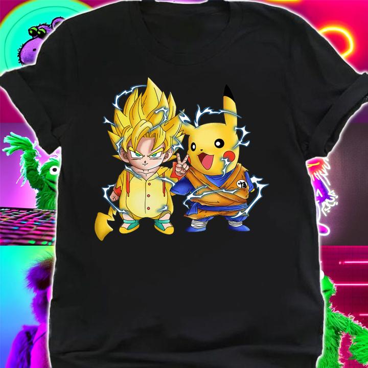 Dragon ball Z Son Goku and Pikachu t-shirt shirt