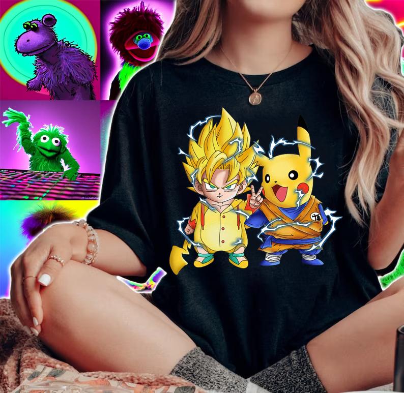 Dragon ball Z Son Goku and Pikachu t-shirt woman shirt