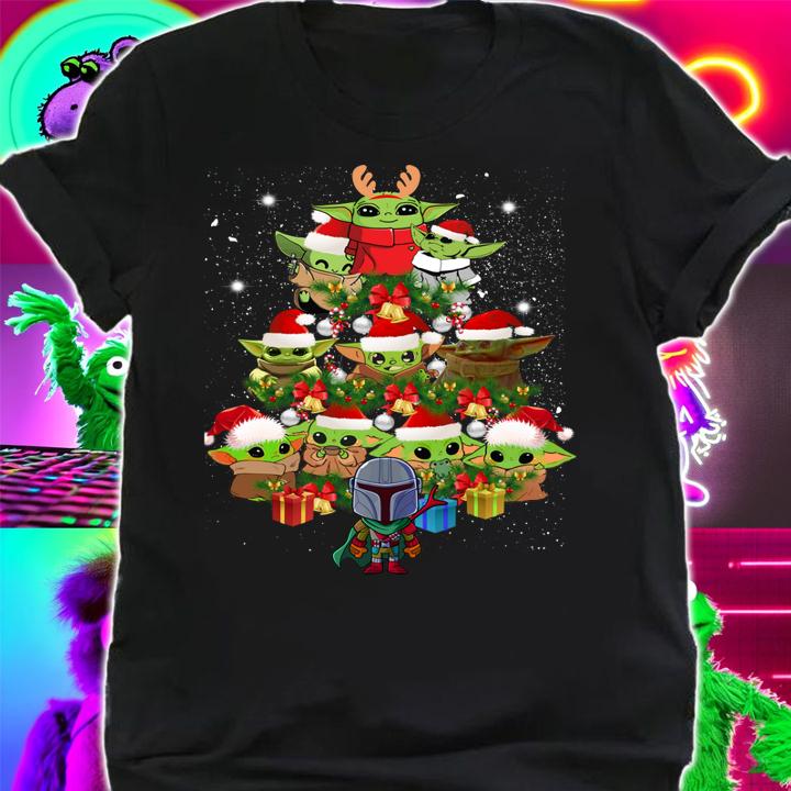 Star Wars Baby Yoda And Boba Fett As Christmas Tree t-shirt shirt
