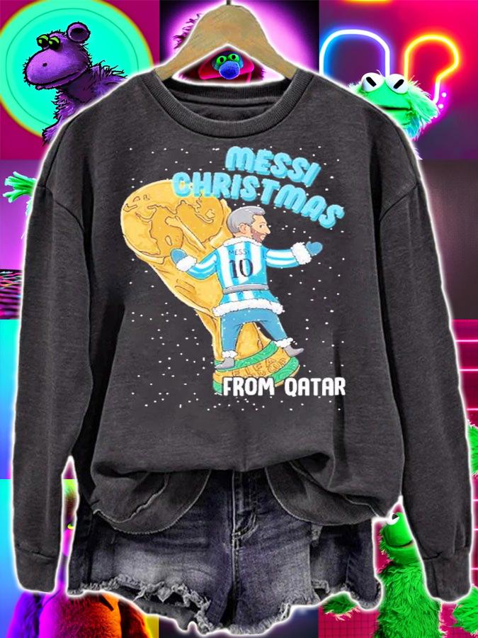 Chibi Messi Christmas From Qatar World Cup 2022 Argentina Shirt t-shirt sweatshirt