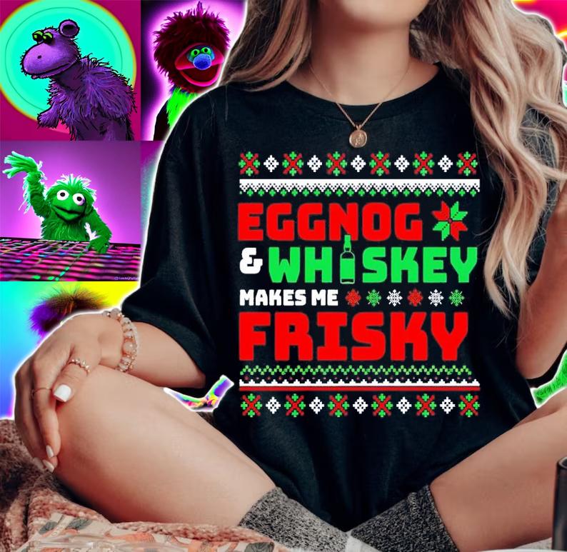 Eggnog Whiskey Frisky Christmas shirt t-shirt woman shirt