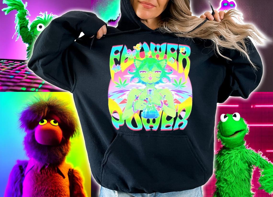 Ashleyloob Weed Cat Flower Power T-Shirt t-shirt hoodie