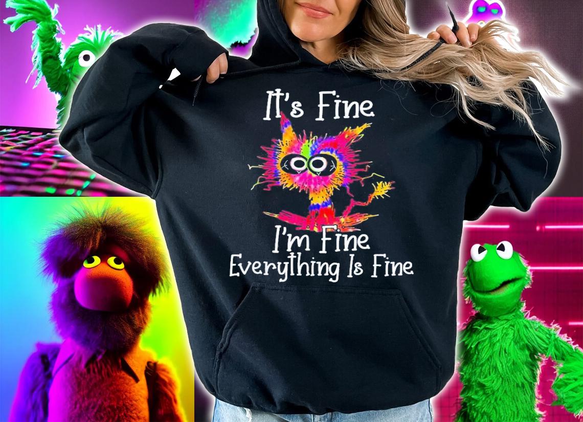 Black Cat It's Fine I'm Fine Everything Is Fine Tie Dye T-Shirt t-shirt hoodie