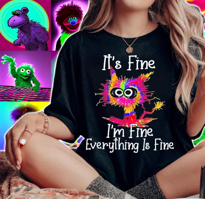 Black Cat It's Fine I'm Fine Everything Is Fine Tie Dye T-Shirt t-shirt woman shirt