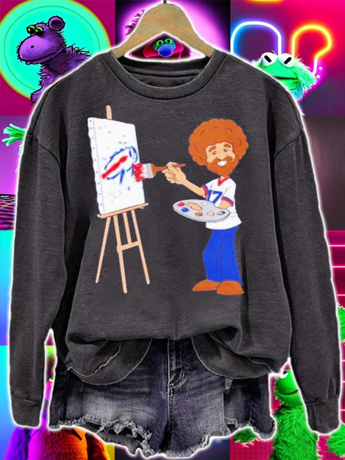 Bob Ross Happy Little Touchdowns Buffalo Bills T-Shirt t-shirt sweatshirt