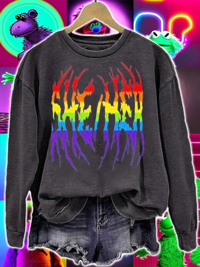She Her Rainbow Metal Shirt t-shirt