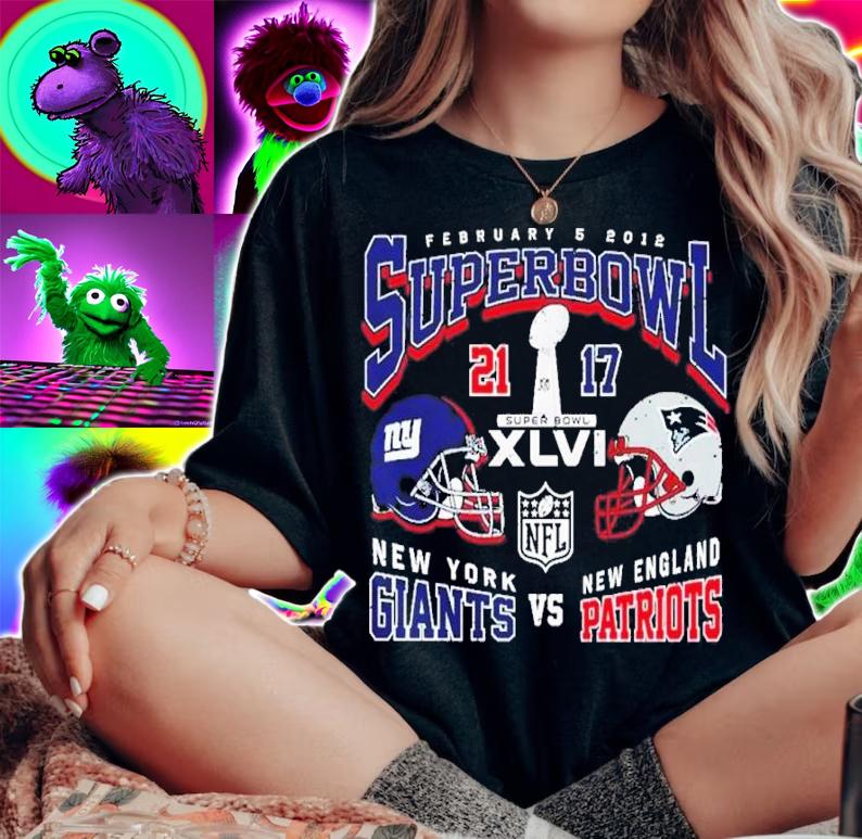 Super Bowl XLVI Giants vs. Patriots 2012 Stonewashed shirt t-shirt