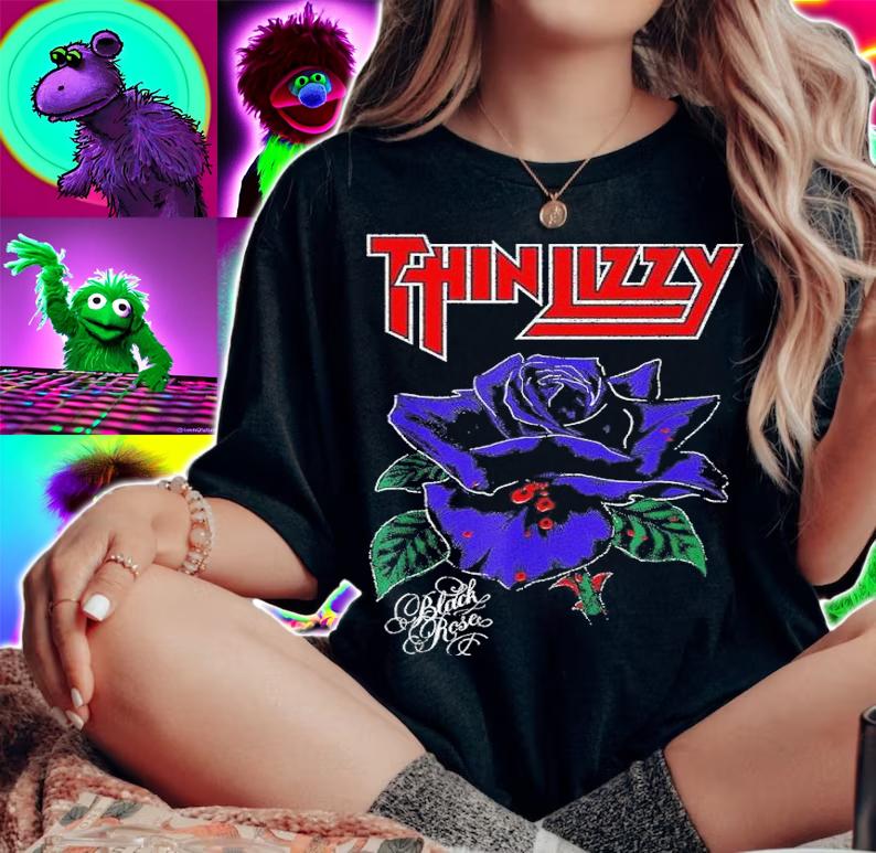 Thin Lizzy Black Rose shirt t-shirt woman shirt
