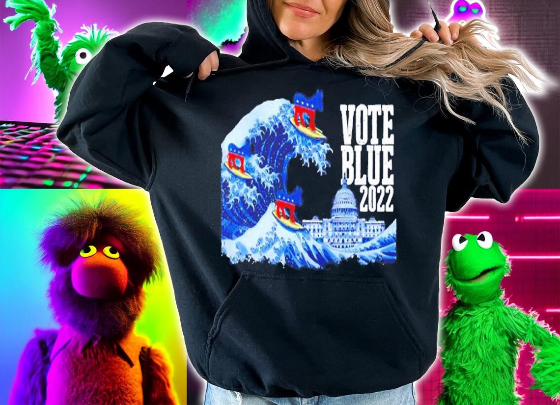 Vote Blue 2022 Democrat Great Blue Wave Surfing Donkeys shirt t-shirt