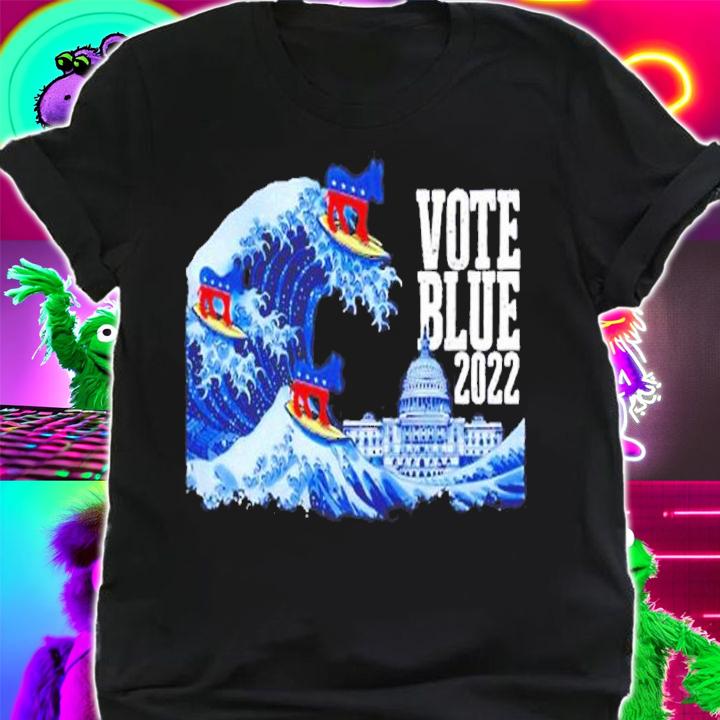 Vote Blue 2022 Democrat Great Blue Wave Surfing Donkeys shirt t-shirt