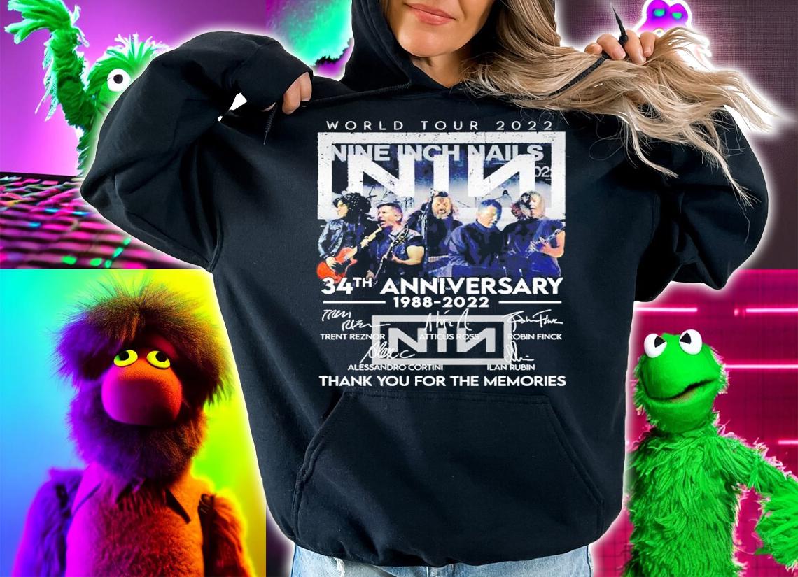 World Tour 2022 Nine Inch Nails 34th anniversary 1988 2022 thank you for the memories shirt t-shirt