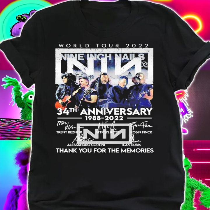 World Tour 2022 Nine Inch Nails 34th anniversary 1988 2022 thank you for the memories shirt t-shirt