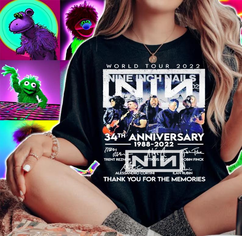 World Tour 2022 Nine Inch Nails 34th anniversary 1988 2022 thank you for the memories shirt t-shirt
