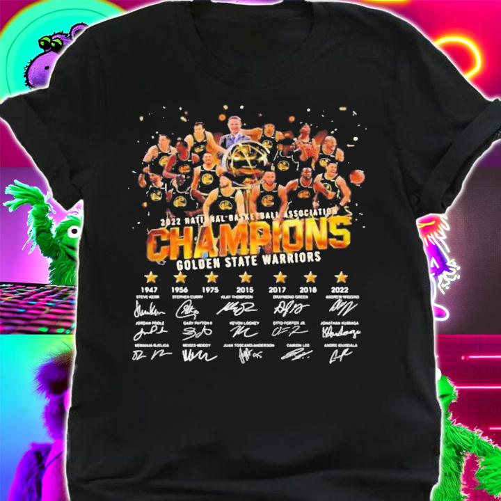 Golden State Warriors 2022 National Basketball Association Champions Signatures T-Shirt t-shirt