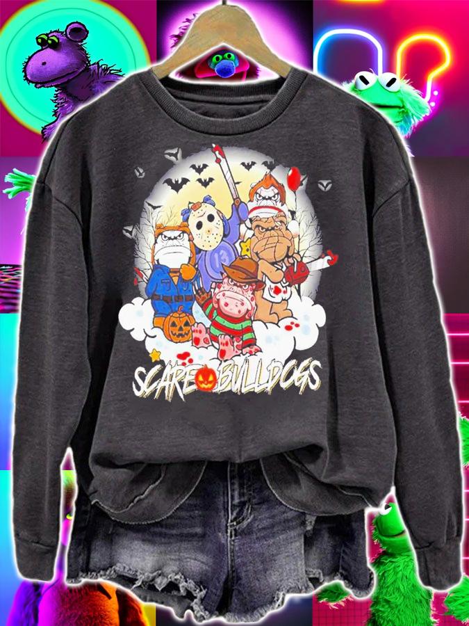 Halloween Scare Bulldogs Horror Characters T-Shirt t-shirt sweatshirt