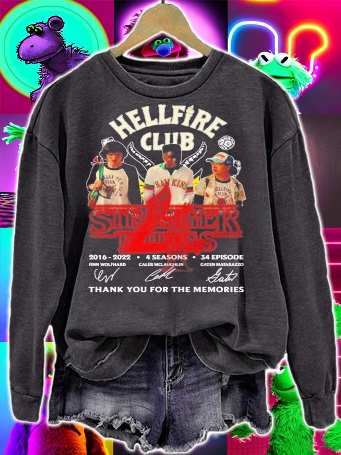Hellfire Club Stranger Things 4 2016-2022 4 Seasons 34 Episode Signatures Thank You For The Memories Shirt t-shirt sweatshirt