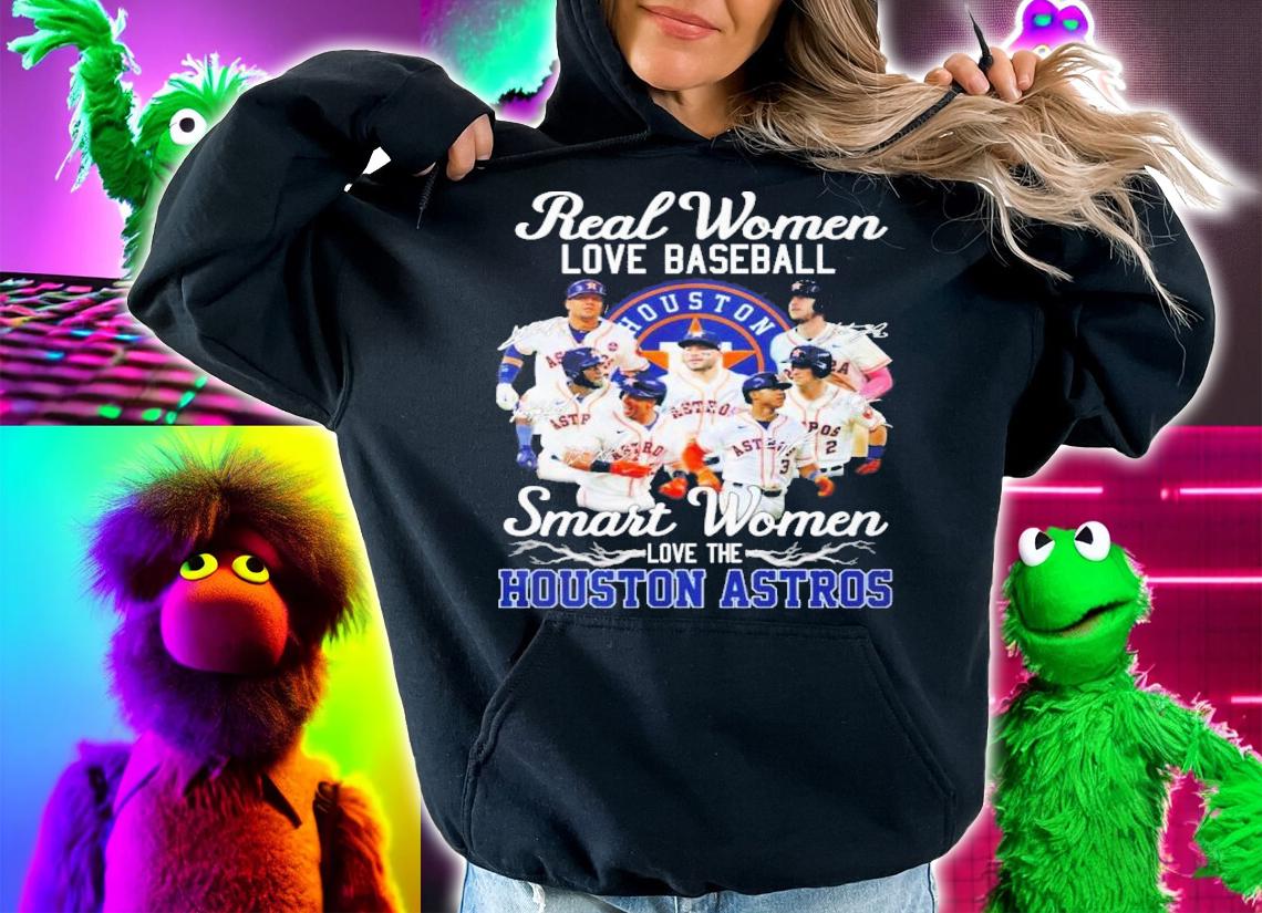Real Women Love Baseball Smart Women Love The Houston Astros Signatures T-Shirt t-shirt