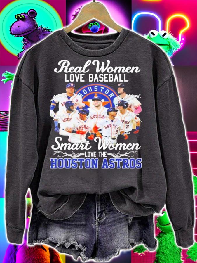 Real Women Love Baseball Smart Women Love The Houston Astros Signatures T-Shirt t-shirt