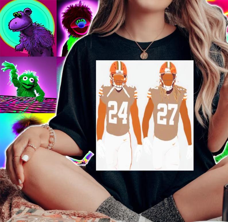 Nick Chubb And Kareem Hunt Cleveland Browns Football T-Shirt t-shirt