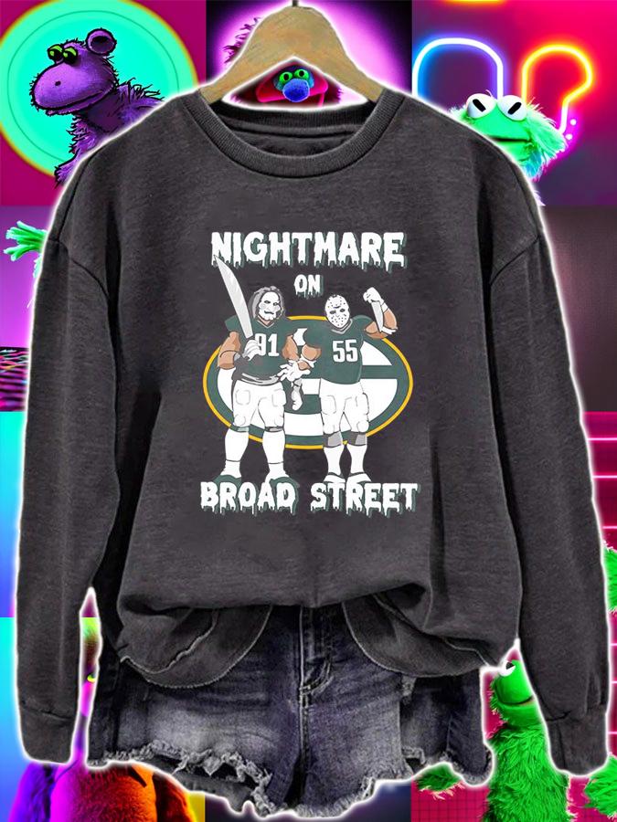 Nightmare On 9155 Broad Street Horror Movies Characters Green Bay Packers t-shirt sweatshirt
