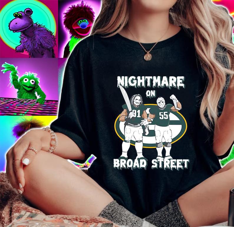 Nightmare On 9155 Broad Street Horror Movies Characters Green Bay Packers t-shirt woman shirt