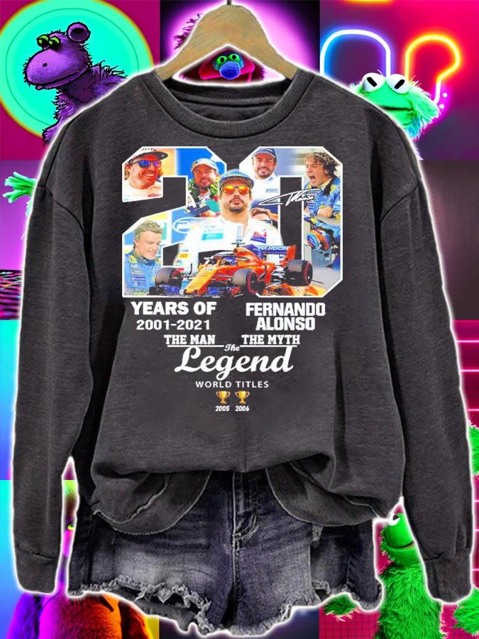20 Years Of 2001-2021 Fernando Alonso The Man The Myth The Legend Shirt t-shirt