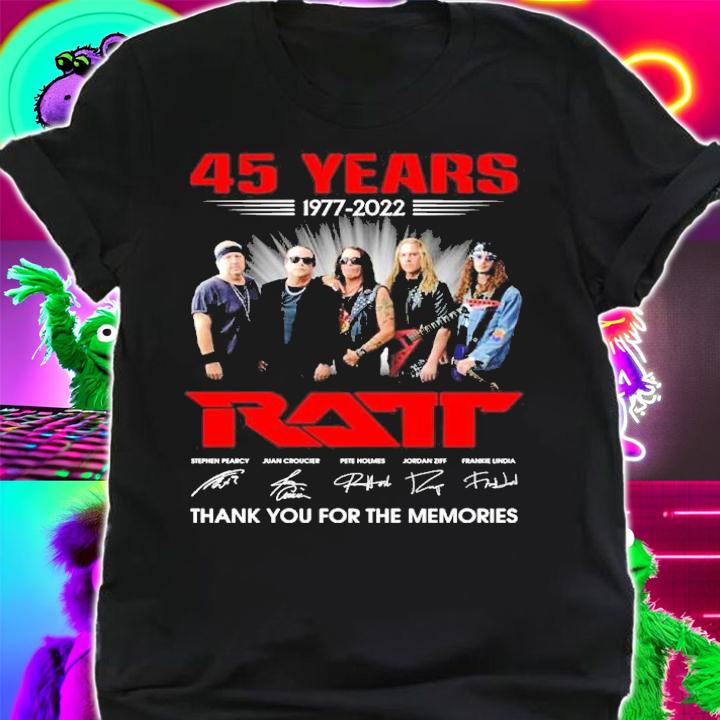 45 Years 1977-2022 Ratt Signatures Thank You For The Memories Shirt t-shirt