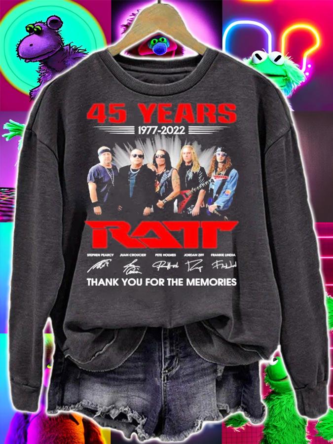 45 Years 1977-2022 Ratt Signatures Thank You For The Memories Shirt t-shirt