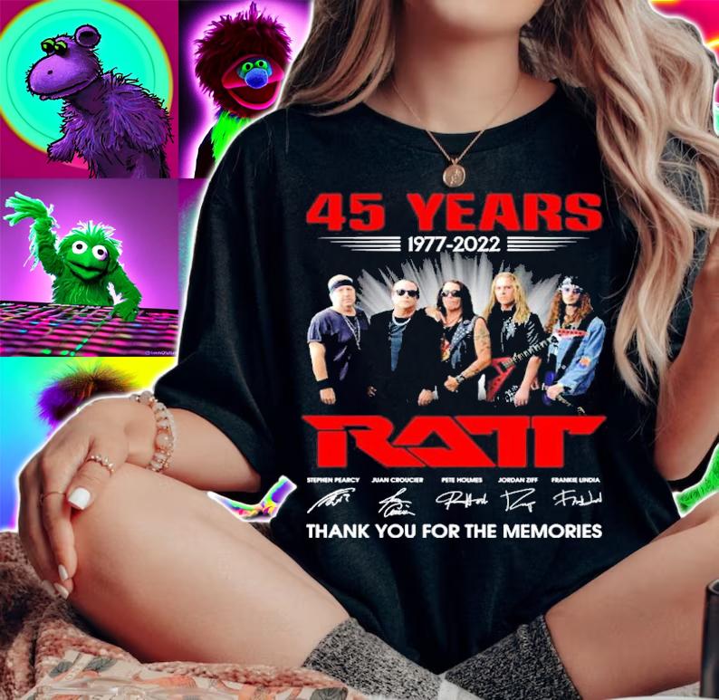 45 Years 1977-2022 Ratt Signatures Thank You For The Memories Shirt t-shirt