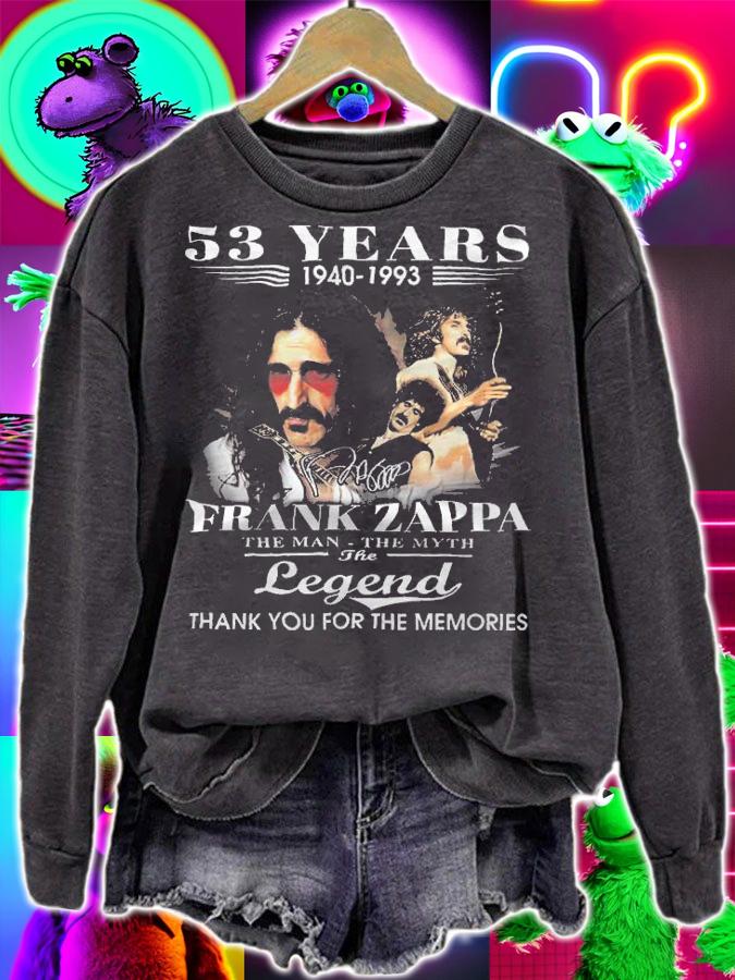 53 years 1940-1993 Frank Zappa the man the myth the legend thank you for the memories shirt t-shirt
