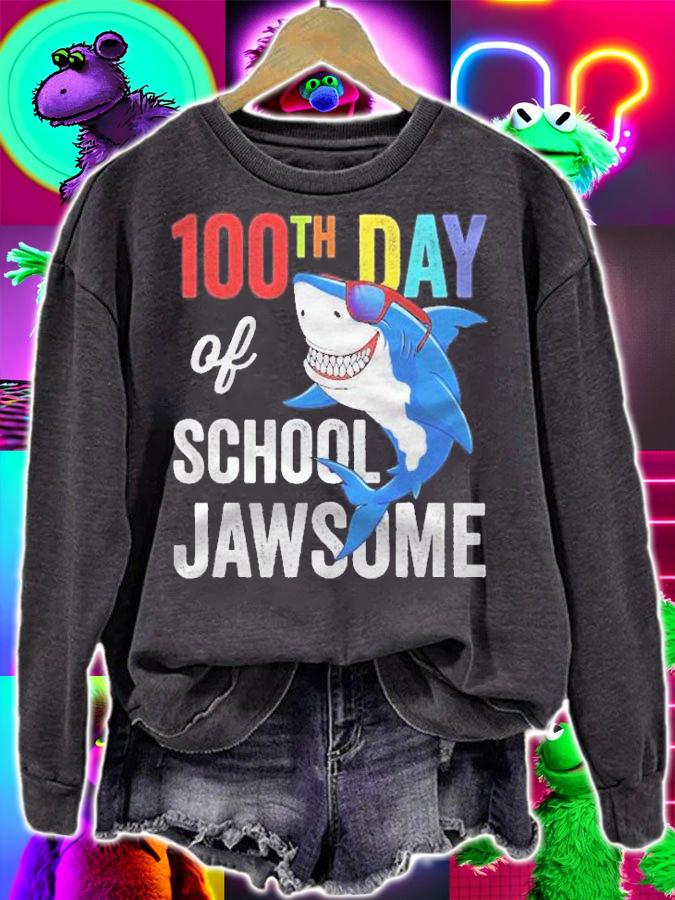 100Th Day Of School Shirt Student Teacher Shark Jawsome Shirt t-shirt sweatshirt
