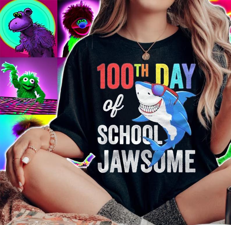 100Th Day Of School Shirt Student Teacher Shark Jawsome Shirt t-shirt woman shirt