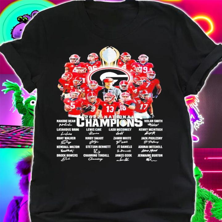 2022 National Champions win Georgia Bulldogs signatures shirt t-shirt