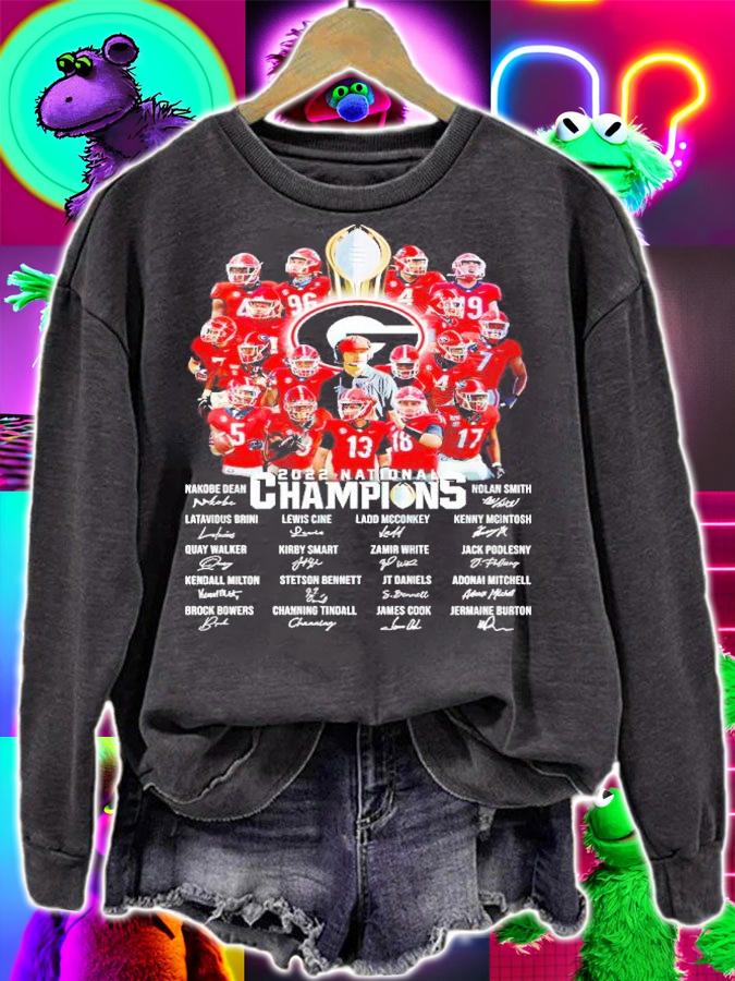 2022 National Champions win Georgia Bulldogs signatures shirt t-shirt