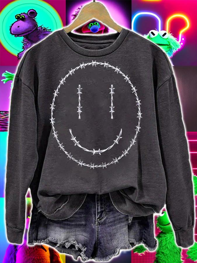 Alternative Clothes Aesthetic Goth Women Barbwire Smile Halloween Shirt t-shirt sweatshirt