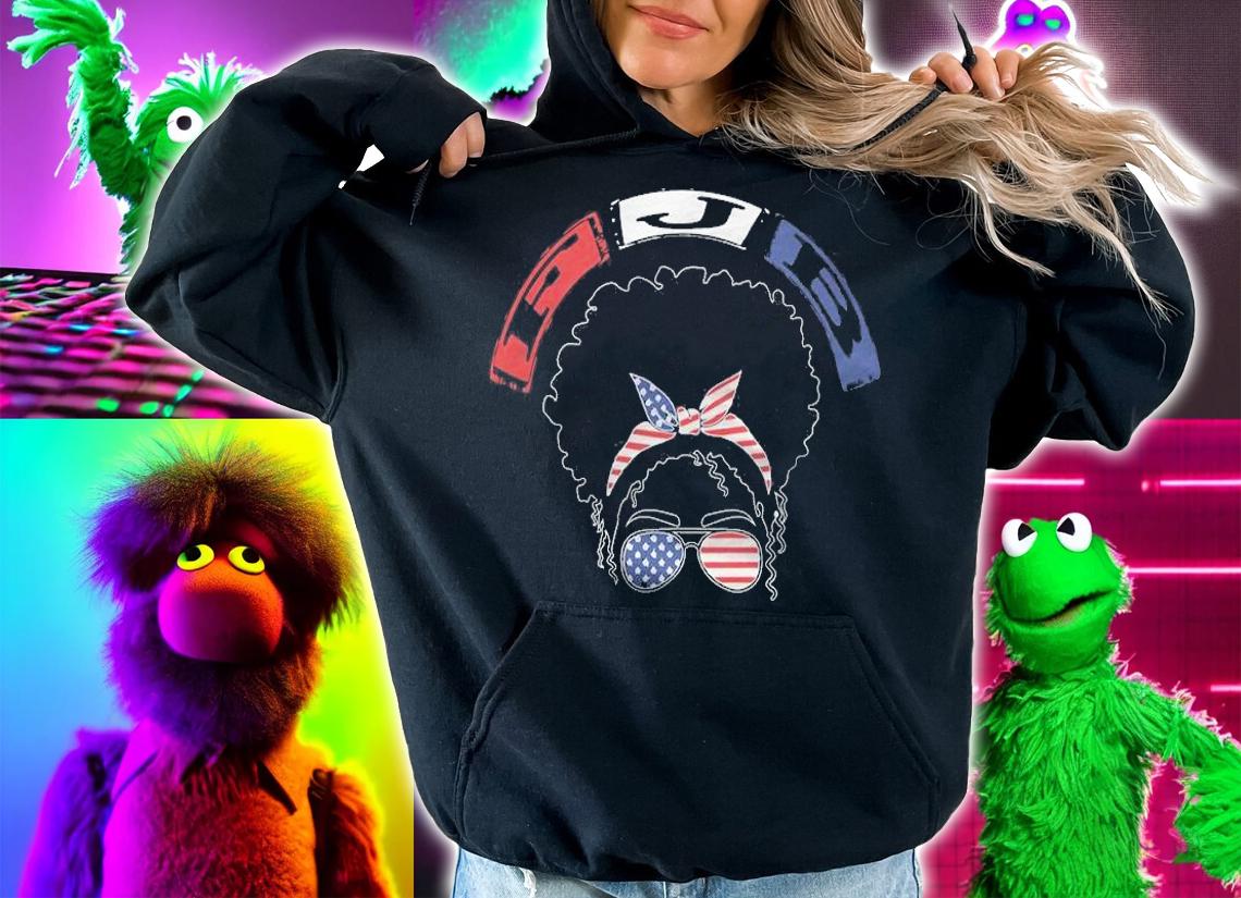Anti Biden fJB Fuck Biden Messy Bun USA Flag T-Shirt t-shirt