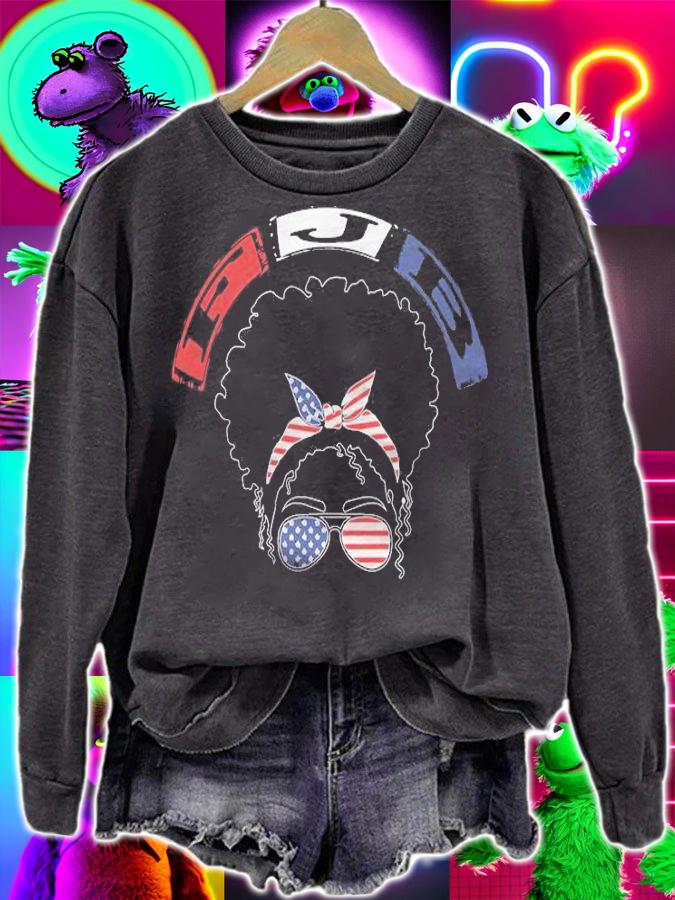 Anti Biden fJB Fuck Biden Messy Bun USA Flag T-Shirt t-shirt