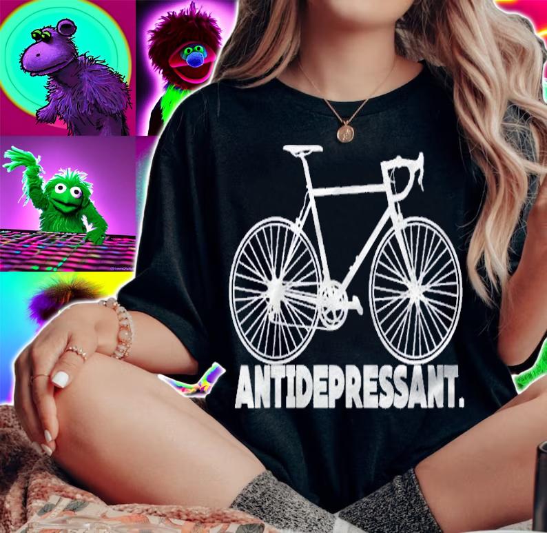 Antidepressant Bicycle Bike Fans Gift Cycling Biking Biker Shirt t-shirt