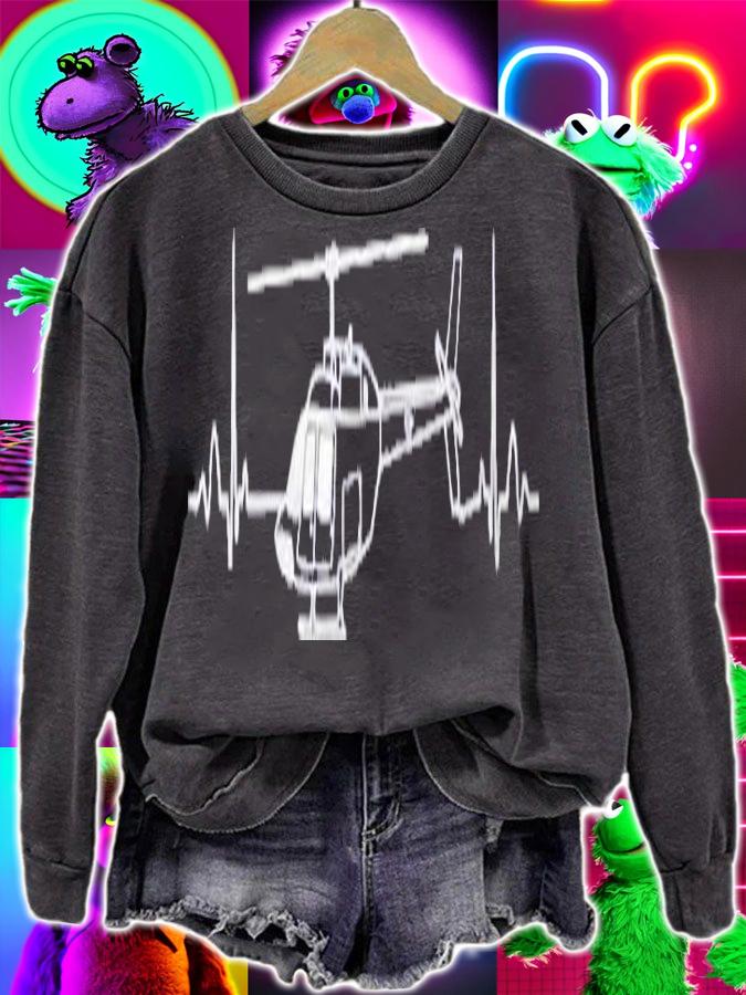 Bell 206 Helicopter Heartbeat For Pilots Shirt t-shirt sweatshirt
